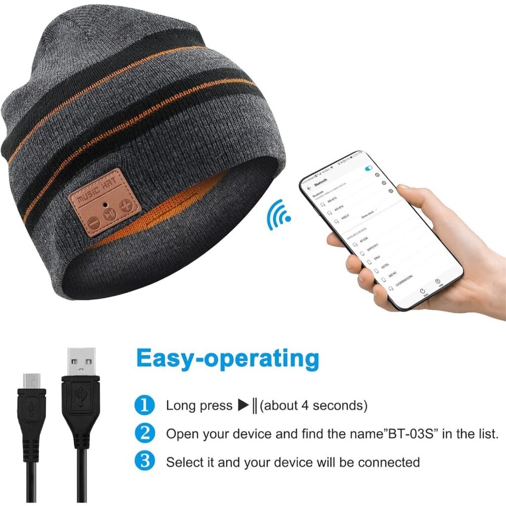 Bluetooth Beanie for Men with Built-in Stereo Hea… - image 2